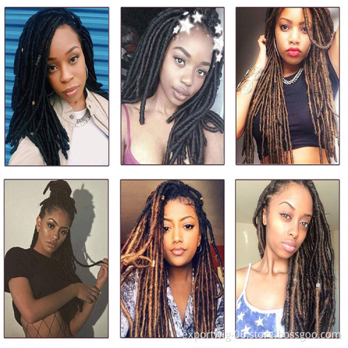 Straight Faux Locs Crochet Hair Extensions Long Faux Locs Hair 20 Inch Solid And Two Tone Color Synthetic Fiber Braiding Hair